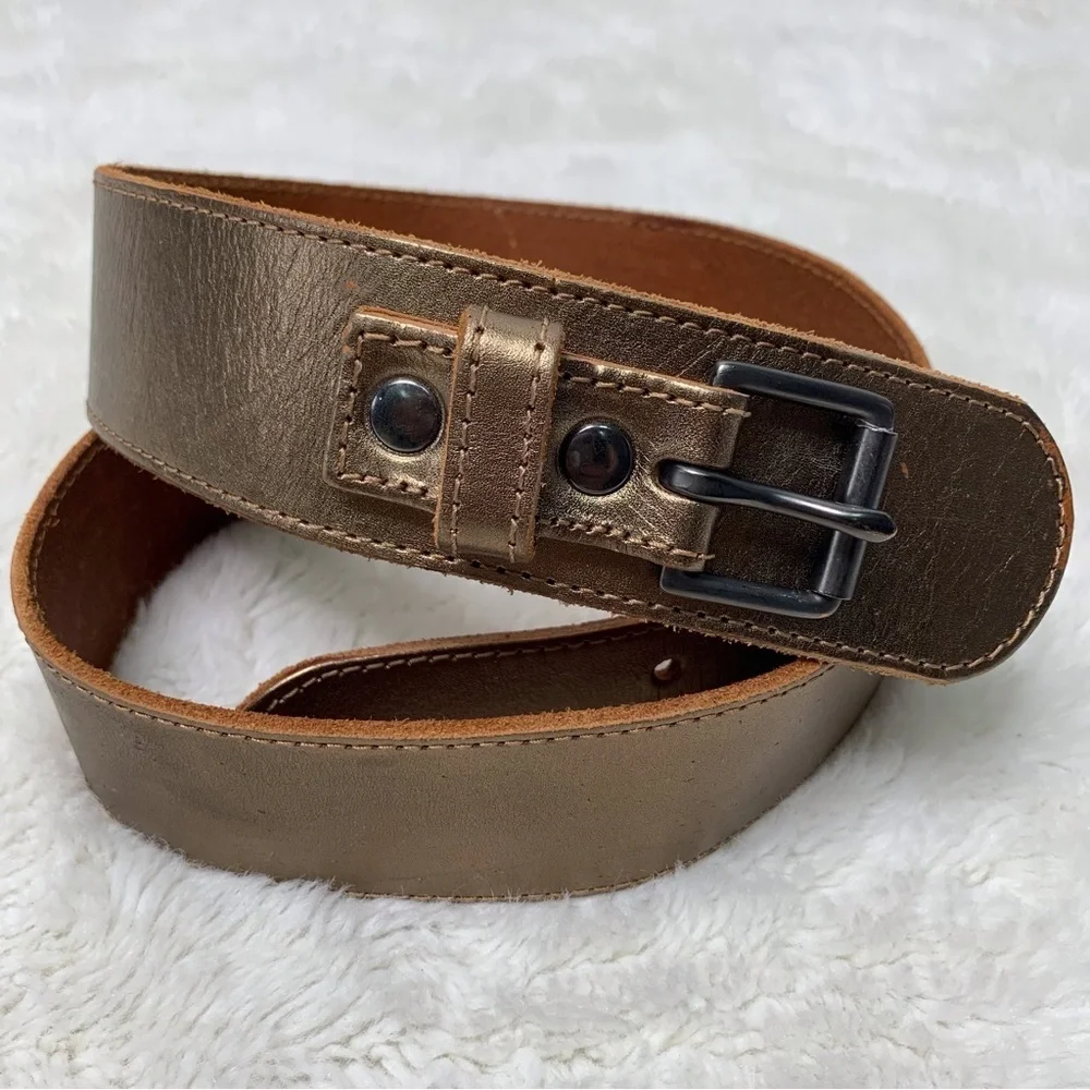J.Jill Women's Genuine Leather Gold Belt Size Small